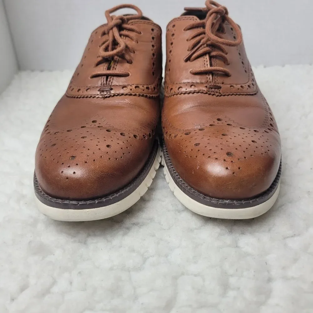 Cole Haan Zerogrand Men’s Size 8.5 Brown Leather Wingtip Oxford Shoes C14493